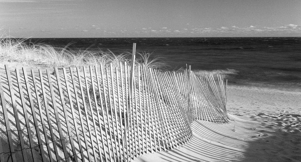 Massachusetts, Cape Cod National Seashore, Ballston Beach, dunes and sand fence