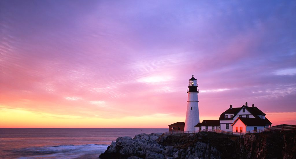 Maine, South Portland, Portland Head Lighthouse at sunrise, DUPE