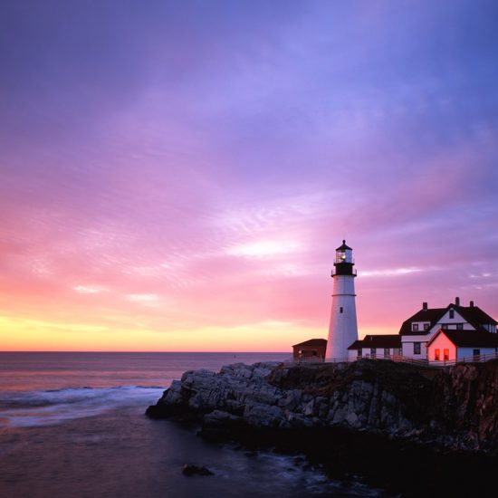 Maine, South Portland, Portland Head Lighthouse at sunrise, DUPE